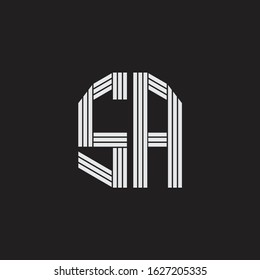 SA Logo monogram with outline style linked isolated on black background