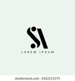 Logo de SA. S Un diseño. Carta blanca de Sudáfrica. SA, S Diseño del logotipo de la carta. Letra inicial logotipo de monograma superior de círculo vinculado a SA