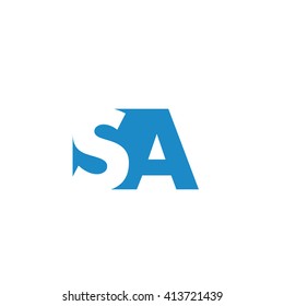 SA Logo. Vector Graphic Branding Letter Element. White Background