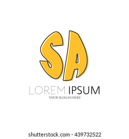 SA Logo. Vector Graphic Sphere Branding Letter Element. White Background
