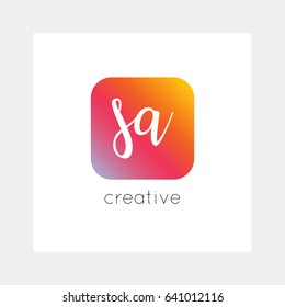 SA logo, vector. Useful as branding, app icon, alphabet combination, clip-art.