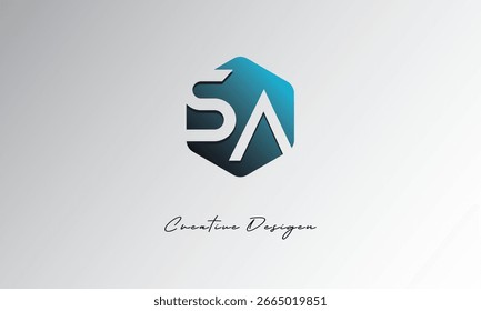 Símbolo de espaço negativo abstrato de forma de polígono mínimo SA para uso de marca"