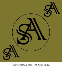 SA Monogram in Circle with Repeated Elements for Branding