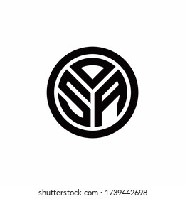 SA-Monogramm-Logo mit abgerundeter Umrissvorlage auf weißem Hintergrund