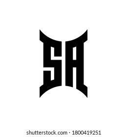 SA monogram logo with curved side design template