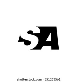 SA negative space letter logo