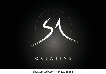 SA S A Brushed Vector Letter Logo Design with Creative Modern Brush Lettering Texture and Hexagonal Shape. Brush Letters Design Logo Vector Illustration.