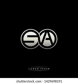 SA S A initial letter linked circle capital monogram logo modern template silver color edition