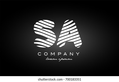 SA S A letter logo combination black white alphabet vector creative company icon design template modern