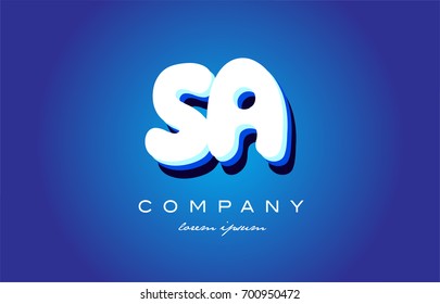 SA S A letter logo combination alphabet vector creative company icon design template modern blue white 3d