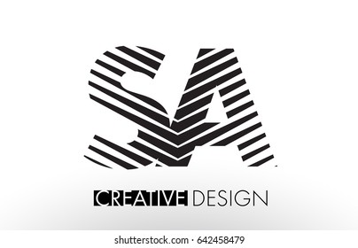 SA S A Lines Letter Design with Creative Elegant Zebra Vector Illustration.