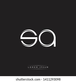 sa s a logo Initial Letter Split Lowercase Modern Isolated on Black White
