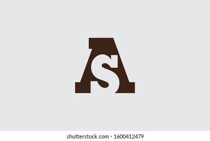 AS or SA and A or S Uppercase Letter Initial Logo Design Template Vector Illustration