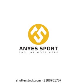 Resumen de la letra inicial del logotipo AS o SA en color amarillo dorado aislado en fondo blanco aplicado para el logotipo de prendas de vestir para deportes náuticos también adecuado para las marcas o empresas tienen el nombre inicial AS o SA.