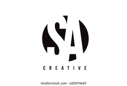 SA S A White Letter Logo Design with Circle Background Vector Illustration Template.