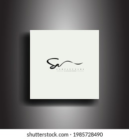 SA Signature style monogram.Calligraphic lettering icon and handwriting vector art.