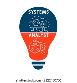 SA - Acrónimo de Systems Analyst. fondo de concepto de negocio. concepto de ilustración vectorial con palabras clave e iconos. ilustración con iconos para banner web, volante, página de inicio