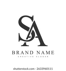 SA trendy logotype template. Initial letter s and a classic font style. Creative logo for company name or identity. Vector illustration.