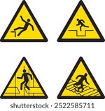 SA033,SA034,SA035,SA036,risk of falling, falling at different levels,warning, industry, industrial, high, design, risk, caution, alert, security, icon, hazard, symbol, illustration, attention, vector