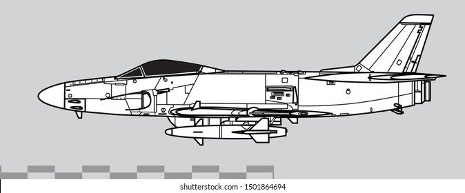 Saab 32 Lansen. Outline vector drawing