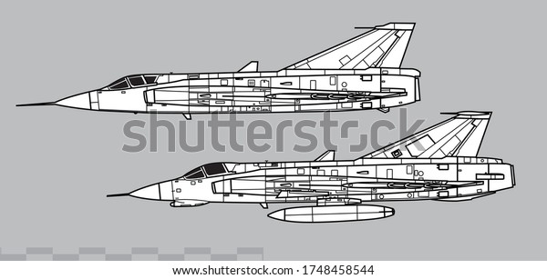 Saab J35 Draken Vector Drawing Fighter Stock Vector (Royalty Free ...