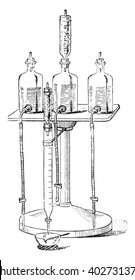 Saacke apparatus, vintage engraved illustration. Industrial encyclopedia E.-O. Lami - 1875.
