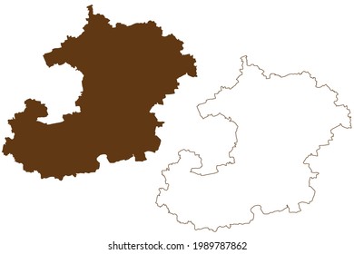 Distrito de Saale-Holzland (República Federal de Alemania, distrito rural, Estado Libre de Turingia) mapa ilustración vectorial, dibujo de garabatos mapa de Saale Holzland Kreis