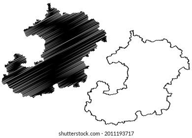 Distrito de Saale-Holzland (República Federal de Alemania, distrito rural, Estado Libre de Turingia) mapa ilustración vectorial, dibujo de garabatos mapa de Saale Holzland Kreis