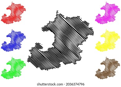 Distrito de Saale-Holzland (República Federal de Alemania, distrito rural, Estado Libre de Turingia) mapa ilustración vectorial, dibujo de garabatos mapa de Saale Holzland Kreis