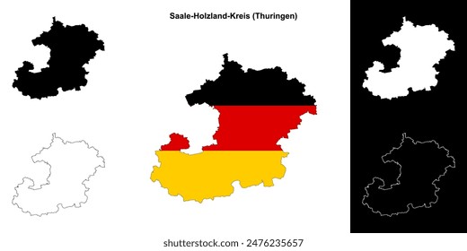 Saale-Holzland-Kreis (Thuringen) conjunto de mapas esquemáticos en blanco