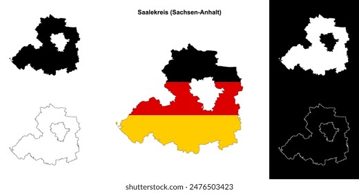 Saalekreis (Sachsen-Anhalt) blank outline map set