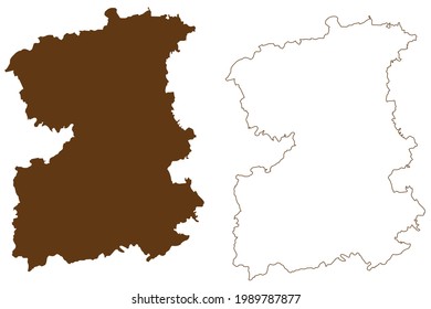 Distrito de Saale-Orla (República Federal de Alemania, distrito rural, Estado Libre de Turingia) mapa ilustrativo vectorial, dibujo garabato Sale Orla Kreis mapa