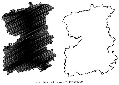 Distrito de Saale-Orla (República Federal de Alemania, distrito rural, Estado Libre de Turingia) mapa ilustrativo vectorial, dibujo garabato Sale Orla Kreis mapa