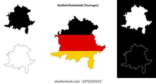 Saalfeld-Rudolstadt (Thuringen) conjunto de mapas esquemáticos en blanco