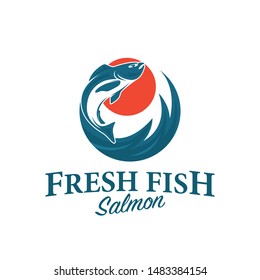 Saalmon fish logo vector. Fish as a food for logo concept