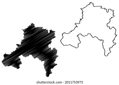 Saarbrucken district (Federal Republic of Germany, State of Saarland, Rural district) map vector illustration, scribble sketch Regionalverband Saarbruecken map