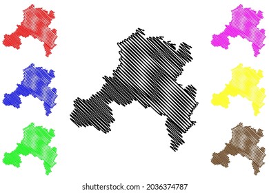 Saarbrucken district (Federal Republic of Germany, State of Saarland, Rural district) map vector illustration, scribble sketch Regionalverband Saarbruecken map