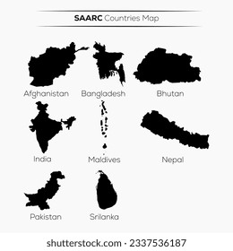 Archivo vectorial del mapa de países de la SAARC