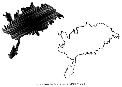 Saaremaa island (Republic of Estonia, West Estonian archipelago, Saare County) map vector illustration, scribble sketch Sealand map