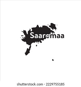 Saaremaa map and black lettering design on white background