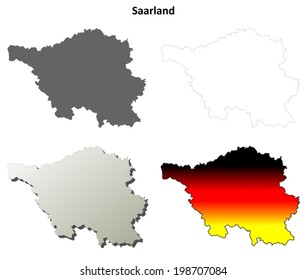 Saarland blank outline map set - vector version