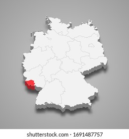 Saarland state location within Germany 3d map