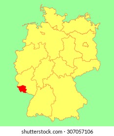 Saarland state map, Germany, vector map silhouette illustration isolated on Germany map. Editable blank vector map of Germany. Province in Germany. 