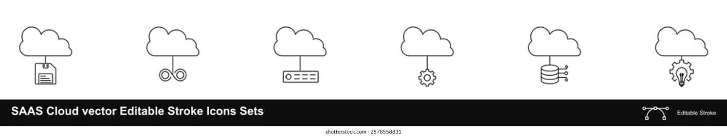 SAAS Cloud vector Editable Stroke Icons Sets