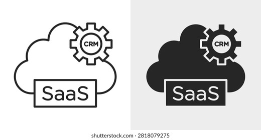 SaaS CRM icon representing customer relationship management, cloud software, business automation, sales management, and customer data organization. This editable vector icon is ideal for CRM platforms, SaaS products, business software, sales dashboards, and enterprise applications.