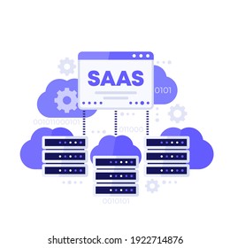 SAAS, hosting and cloud solutions vector illustration