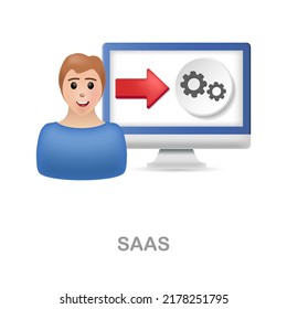 Saas icon 3d illustration from customer loyalty collection. Creative Saas 3d icon for web design, templates, infographics and more