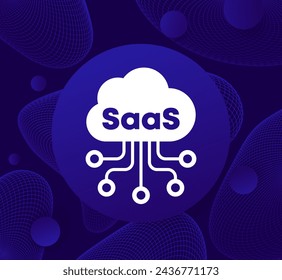 Icono de SaaS con una nube, Software como vector de servicio