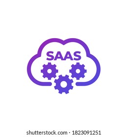 Saas Icon With Cloud, Vector