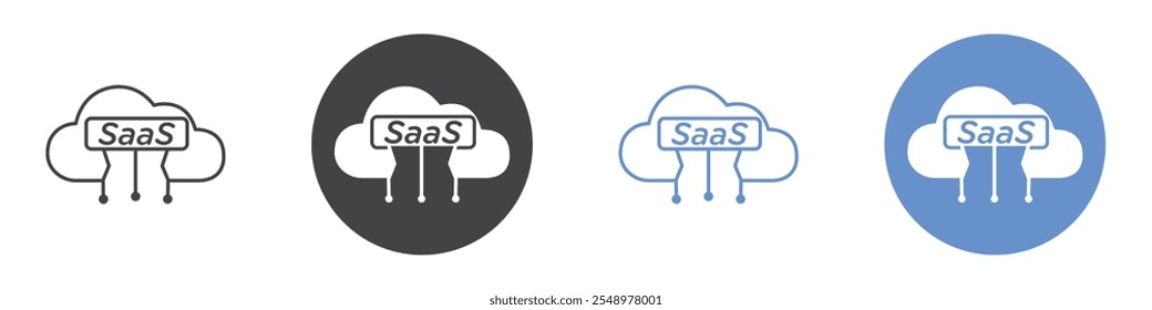 SaaS icon flat line symbol set.